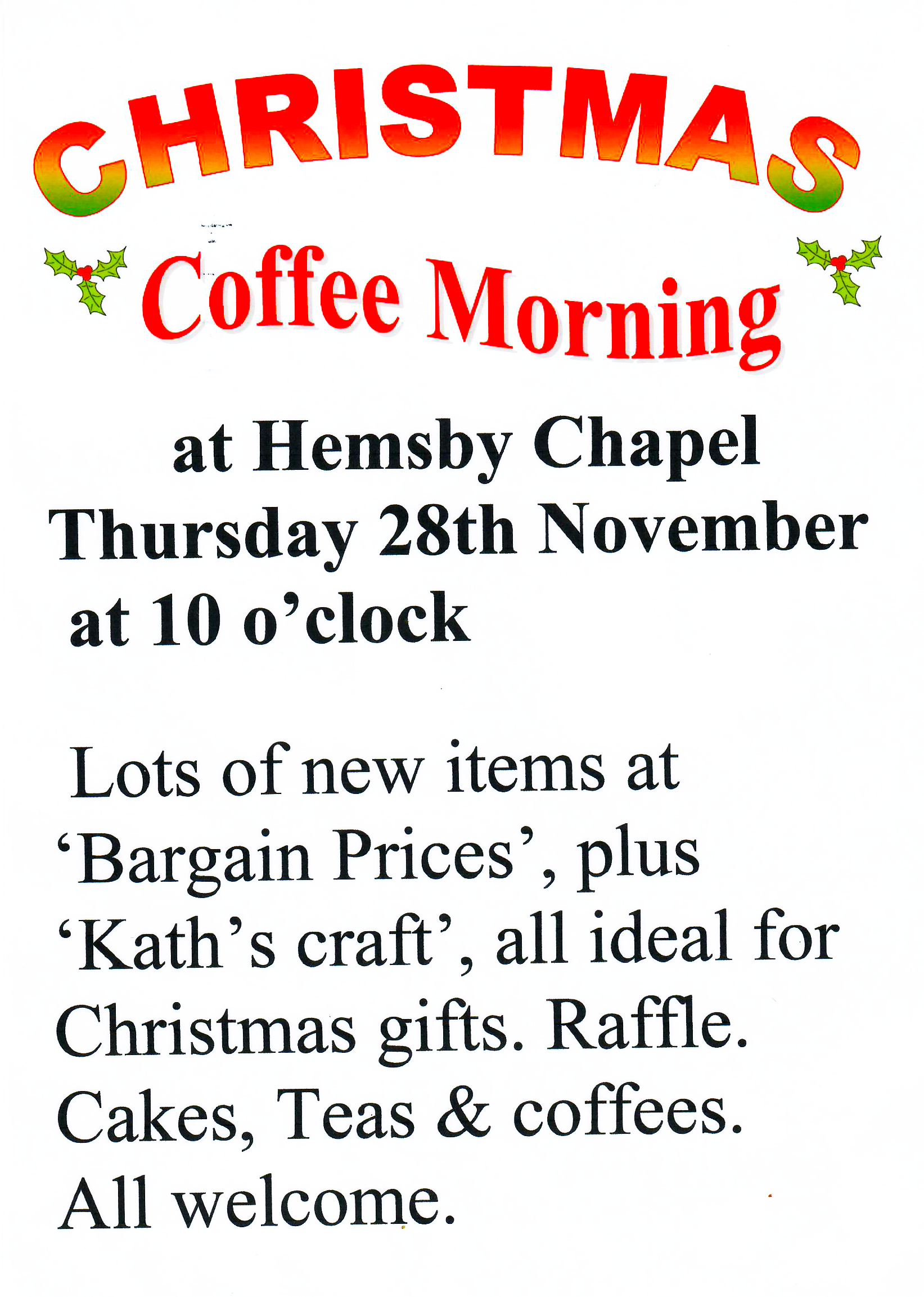 XMAS COFFEE MORNING 28-11-2024